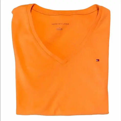 Tommy Hilfiger Casual Orange Slim Fit Short Sleeve V-Neck Tee