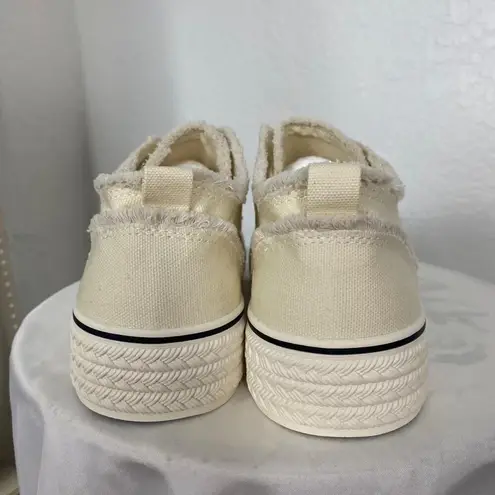 Butter Yellow Cream Distressed Canvas Platform Lace Up Sneaker 10.5 / EU 41