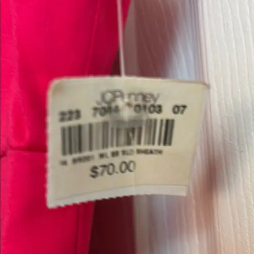 NWT! 💯 London Style Fuchsia Hot Pink Ruched Scoop Neck Midi Dress Size 14