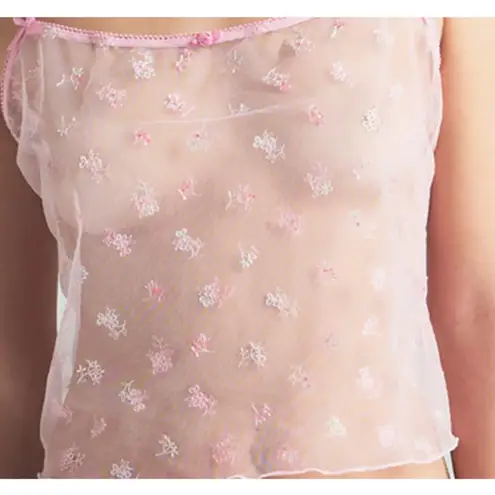 SKIMS Camisole Shorts Set Sz 2X 16-18 Cherry Blossom Multi Tulle Lounge Sleep