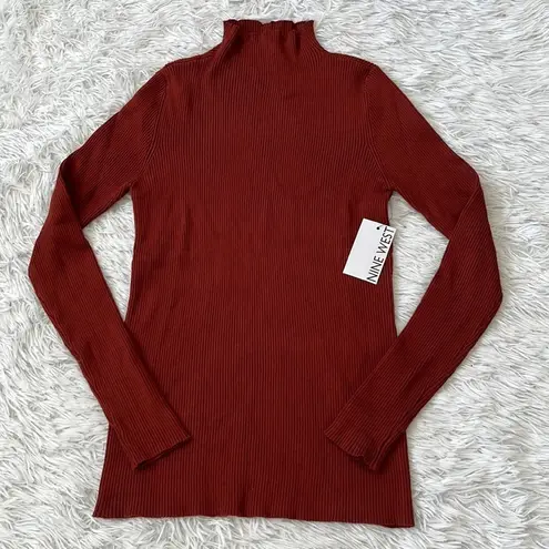 Nine West  Women’s Ribbed Mock neck sweater in Cherry Merlot size Large