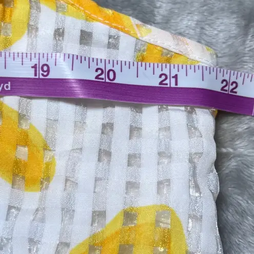 Cato  Sleeveless Blouse Womens XL White Yellow Floral Ruffle Sleeve‎ Top Chic