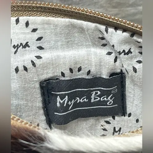 Myra Aztec Western Southwestern Hairon Leather Canvas Crossbody Bag Purse NWOT Orange