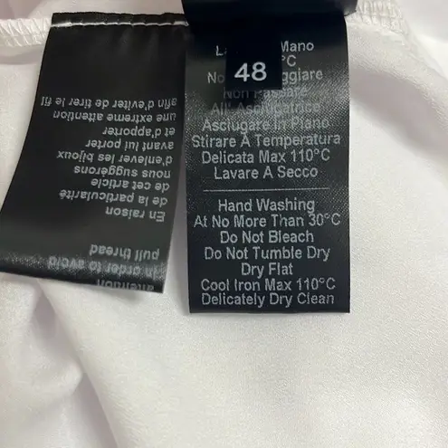 Alpha Studio M/L Button Front Blouse White Crepe Sheer Long Sleeve NWT Oversized Size L