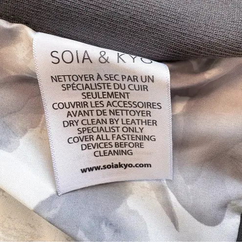 SOIA & KYO Sianne Lamb Leather Collarless Jacket in Dark Gray Small