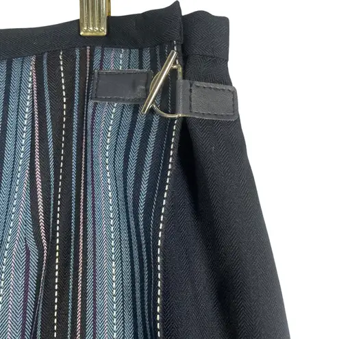 Sag Harbor Vtg Woman Skirt 16W Black Blue Striped Midi A-Line Career Office