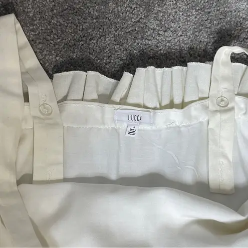 Lucca Ivory Linen Wide Leg Ruffled Jumpsuit with pockets size small - Image 14