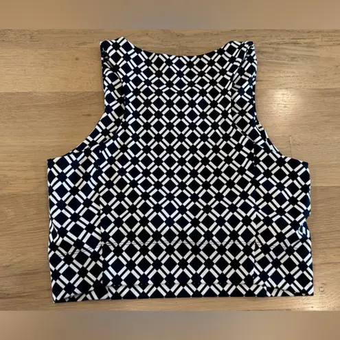 Lou & grey LOFT  Geo Luvstretch Racerback Bralette blue white geometric medium