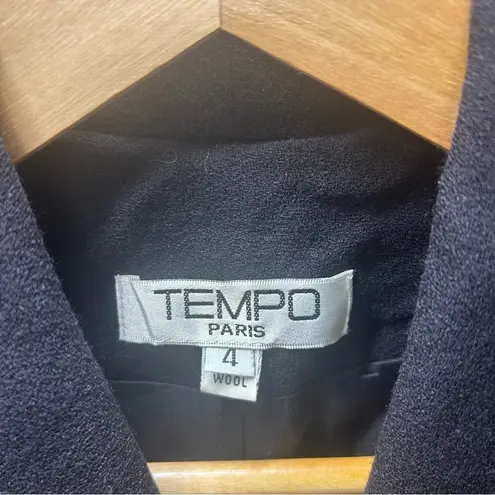 Tempo Paris Vintage 100% Wool Black Blazer: Size 4