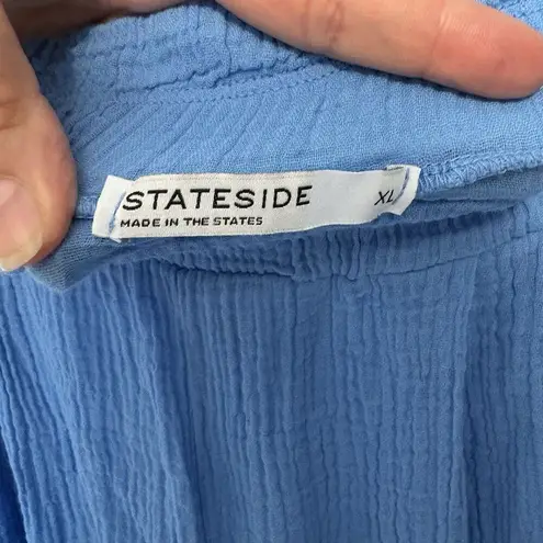 Stateside Women's Blue Wide-Leg Gauze Drawstring Pants Casual Coastal Size XL