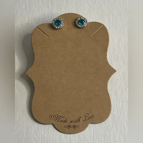 NWT Silver and Teal Stud Earrings Blue