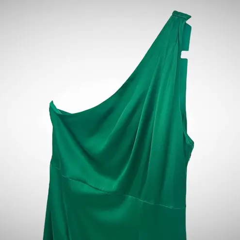 Cinq à Sept Cinq a Sept 100% Silk Colina Ruffle One Shoulder Cocktail Dress Sz 2 Jade Green