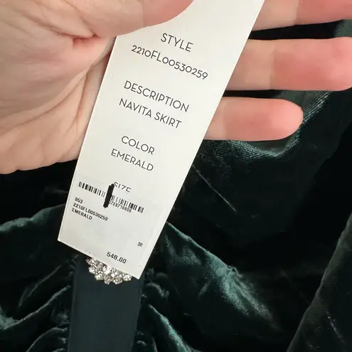 Veronica Beard  Embellished Emerald Green Navita Velvet Skirt Size‎ 10 NWT - Image 4