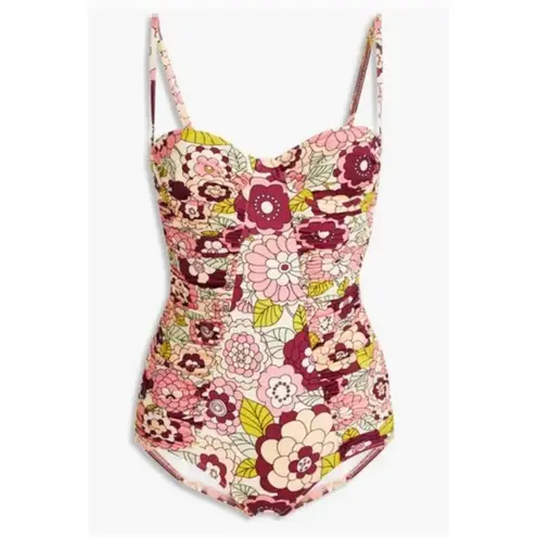 Dodo Bar Or Swimsuit Womens Small One Piece Floral Ruched Vintage Style Bathing