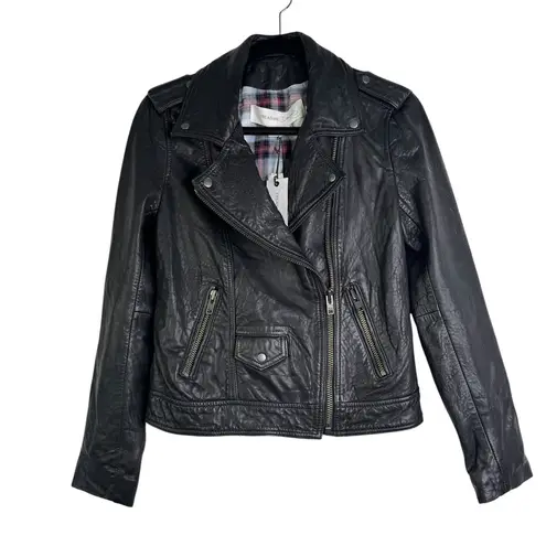 Treasure & Bond NEW NWT Size Medium 100% Leather Biker Jacket Coat Semi-Cropped