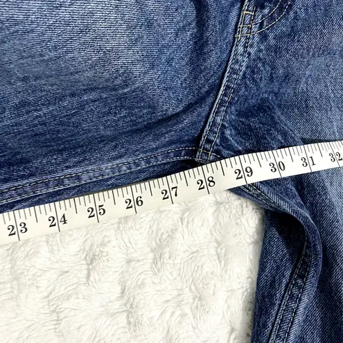 ZARA  Blue Dark Wash Distressed Straight Leg High Rise Relaxed Jeans 6