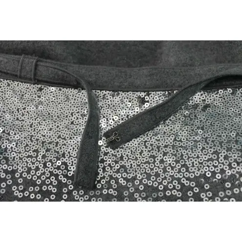 Susana Monaco Pencil Skirt Wool Blend Gray Embellished Sequins Size 8 Lined