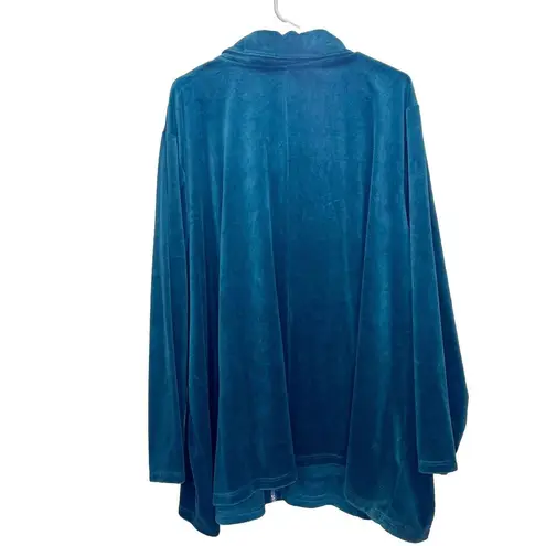 NWT Catherines Full Zip Dark Forest Green Cozy Velour Jacket Size 5X Pockets