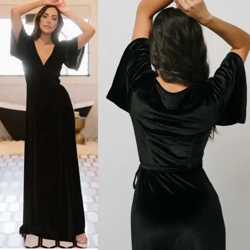 Baltic Born Meghan Velvet Wrap Maxi Dress: Black
