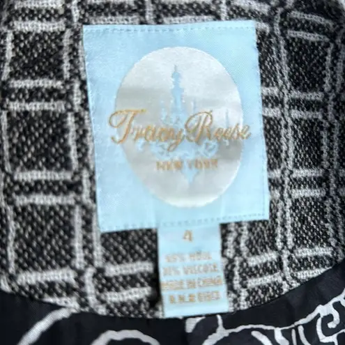 Tracy Reese Geometric Gray Wool Blend Double Breasted Cropped Jacket Size 4