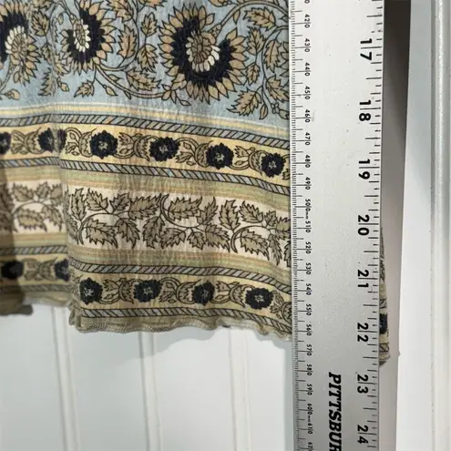 Susan Lawrence XL Top Boho Print Sweetheart Neck 3/4 Sleeve Made in USA Vintage