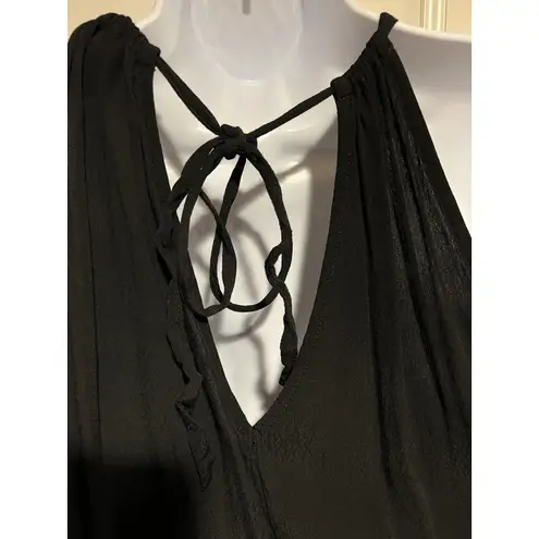 Bobi Black Smocked Waist Midi Dress In Black Size Large