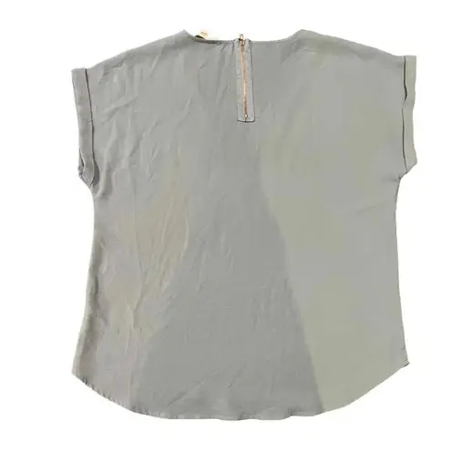 Olive & Oak Short Sleeve Round Neck Back Zipper Blouse Top Size XL