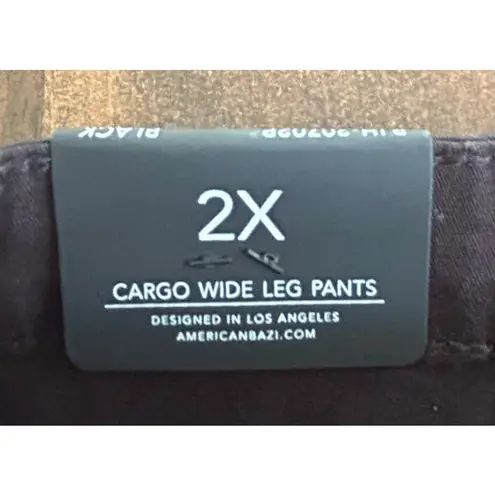 American Bazi Los Angeles Cargo Wide Leg Black Pants Zipper Pockets 2X Gorpcore