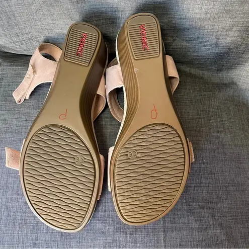 Vionic Adelaide Pink suede Wedge Sandals SZ:9