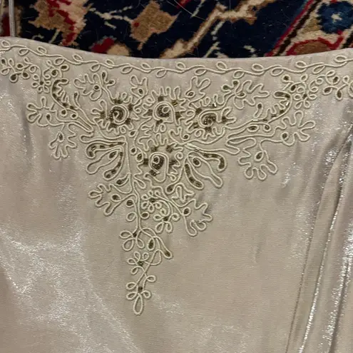 David's Bridal David’s Bridal Elegant Cream Champagne Shimmer Dress wedding Formal Prom Gown