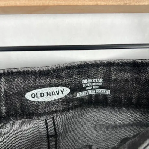 Old Navy  Super Skinny Jeans Womens 14 Black High Rise Slim Pockets Frayed Hem