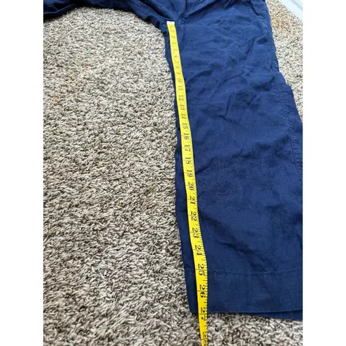 LL Bean 100% Linen Wide Leg Pants Womens Sz 10P Beachy Coastal Pull On Blue