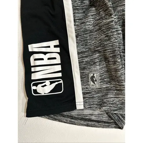 Nba Men’s Black Gray Athletic Basketball Shorts Size Medium Logo Side Stripes