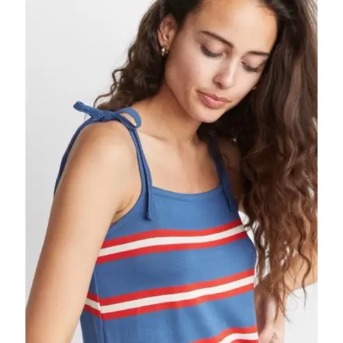 Marine layer Sadie Tie Shoulder Knit Tank Midi Dress Blue Red Stripe Size S