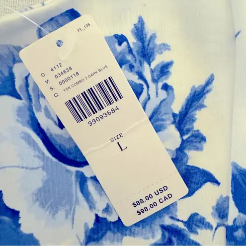 Maeve Anthropologie Square-Neck Peplum Blue and White Fitted Crop Top Size L