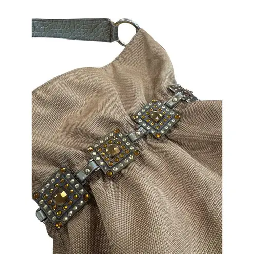 Kathy Van Zeeland Womens Gold Retro jeweled Hobo Handbag SKU 7811