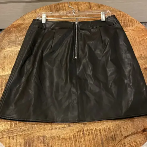 Warehouse Faux Leather Black Seamed Skirt‎ Silver Back Zipper NWT 12