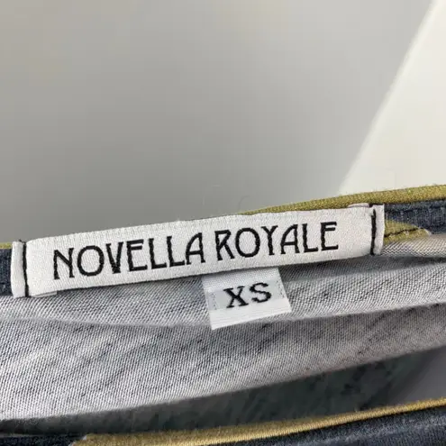 Novella Royale Floral Knit Long Sleeve Mary Midi Dress in Grey Gardens XS Autumn