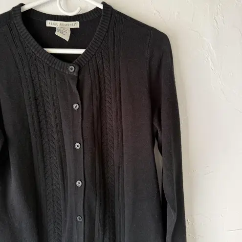 Requirements Sweater Soft Large Black Button Front Cable Knit Cardigan Classic
