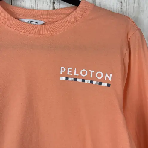 Peloton Shirt Size Small Orange Pink Washed Classic T-Shirt Long Sleeve Active