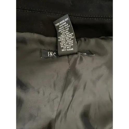 INC Black Silver Embellished Beaded Collar Zipper Jacket Blazer XL Holiday