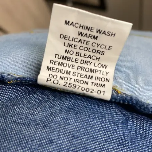 VNTG Tudor Court by Haband Shirt/Jacket w/Floral Embroidery Granny Cottagecore Blue Size M