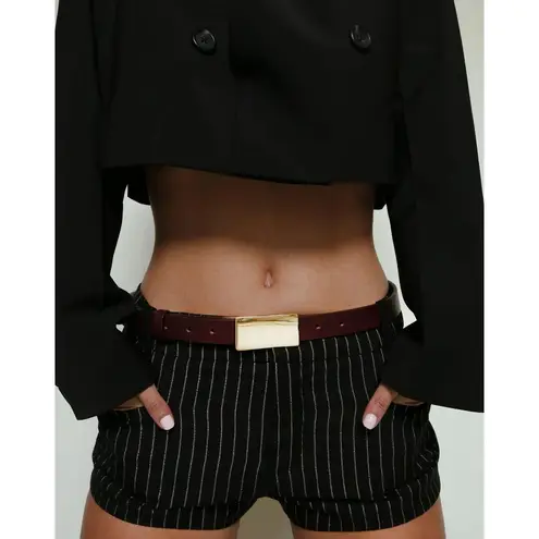 Heaven Mayhem Plate Belt in Gold & Burgundy Small Womens Leather Buckle Red