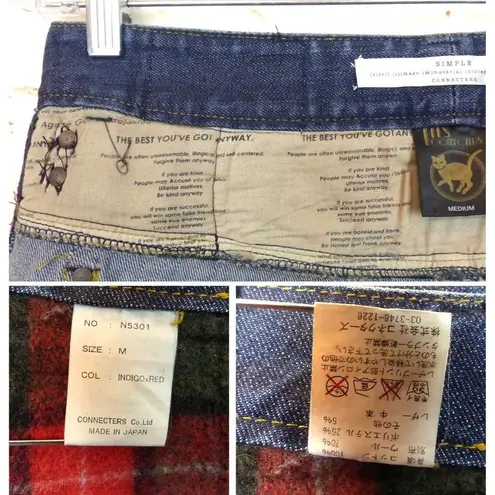 Connecters Japan Y2K VTG Womens Denim Shorts Leather Studs Sz M Punk Grunge RARE Size M