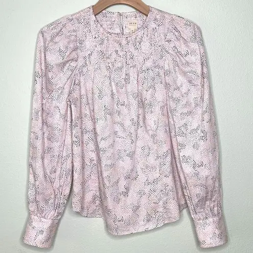Rebecca Taylor La Vie Darcie Smocked Blouse in Multi Dot Print Size XS