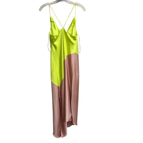 508. Cushnie X target two toned satin assymetrical midi dress size 8 Yellow
