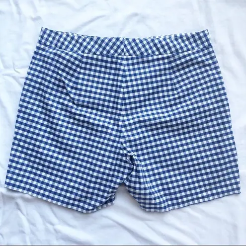 J. McLaughlin Gingham Shorts 2 Blue White Stretch