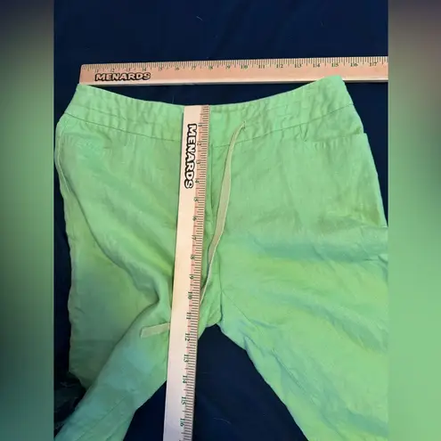 Madison Studio 100% Linen Size 8 lime green pants