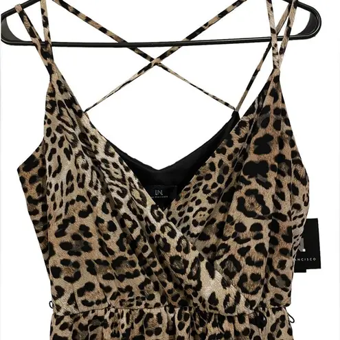 I.N. San Francisco NEW I.N. Leopard Print Strappy Sleeveless Party Handkerchief Hem Wrap Dress