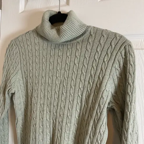 Jeanne pierre Cable Knit Turtleneck Sweater Sage Size small